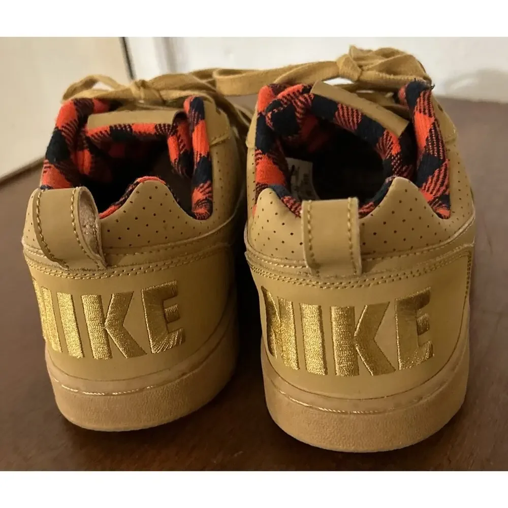 Nike Court Borough Premium Sneakers Wheat Low Top Red Black Plaid Mens Sz 8 EUC!